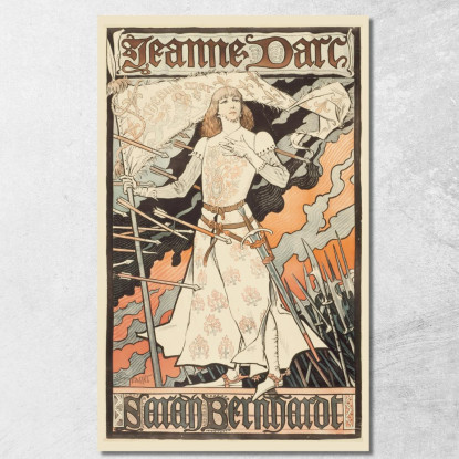 Jeanne D'Arc-Sarah Bernhardt Eugène Grasset egs14 quadro stampato su tela