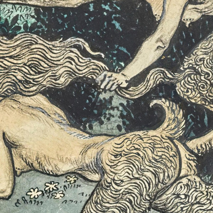 Le Piccole Faunesse Eugène Grasset egs16 quadro stampato su tela