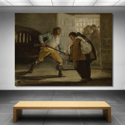 El Maragato Minaccia Frate Pedro De Zaldivia Con La Sua Pistola Francisco de Goya fgy16 quadro stampato su tela