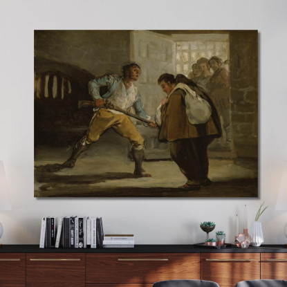 El Maragato Minaccia Frate Pedro De Zaldivia Con La Sua Pistola Francisco de Goya fgy16 quadro stampato su tela