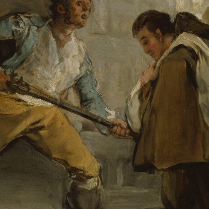 El Maragato Minaccia Frate Pedro De Zaldivia Con La Sua Pistola Francisco de Goya fgy16 quadro stampato su tela