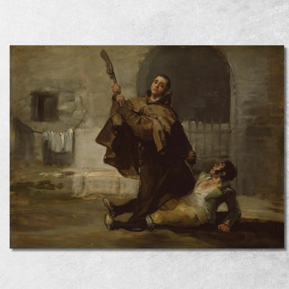 Frate Pedro Colpisce El Maragato Con Il Calcio Della Pistola Francisco de Goya fgy22 quadro stampato su tela