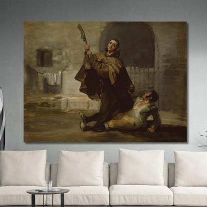 Frate Pedro Colpisce El Maragato Con Il Calcio Della Pistola Francisco de Goya fgy22 quadro stampato su tela