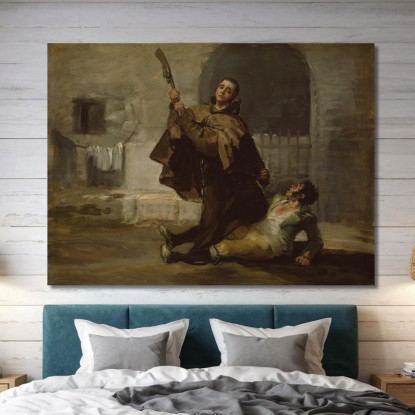Frate Pedro Colpisce El Maragato Con Il Calcio Della Pistola Francisco de Goya fgy22 quadro stampato su tela