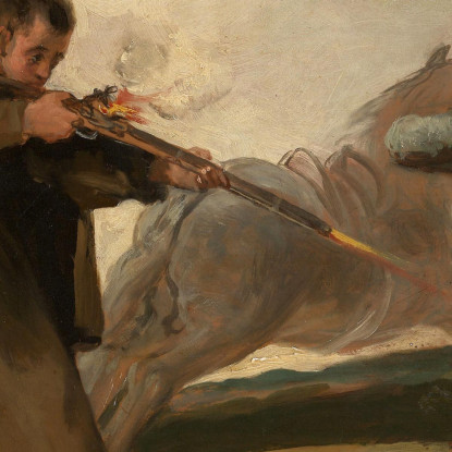 Frate Pedro Spara A El Maragato Mentre Il Suo Cavallo Scappa Francisco de Goya fgy24 quadro stampato su tela
