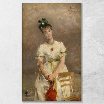 Giovane Donna In Riva Al Mare Alfred Stevens stal99 quadro stampato su tela