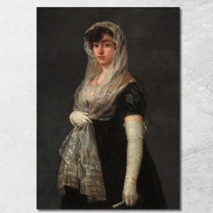 Giovane Donna Che Indossa Una Mantiglia E Una Basquina Francisco de Goya fgy75 quadro stampato su tela