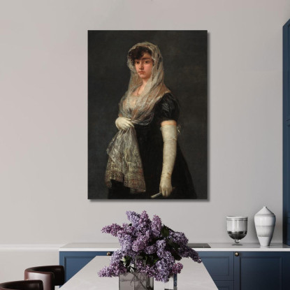 Giovane Donna Che Indossa Una Mantiglia E Una Basquina Francisco de Goya fgy75 quadro stampato su tela