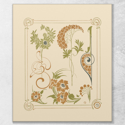 Disegno Astratto Basato Su Fiori E Arabeschi Alphonse Mucha amu4 quadro stampato su tela