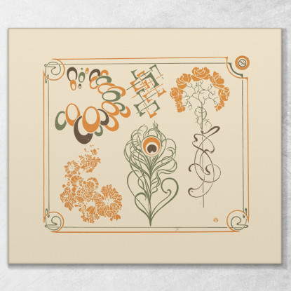 Disegno Astratto Basato Su Fiori E Forme Curvilinee Alphonse Mucha amu5 quadro stampato su tela