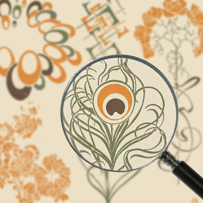 Disegno Astratto Basato Su Fiori E Forme Curvilinee Alphonse Mucha amu5 quadro stampato su tela