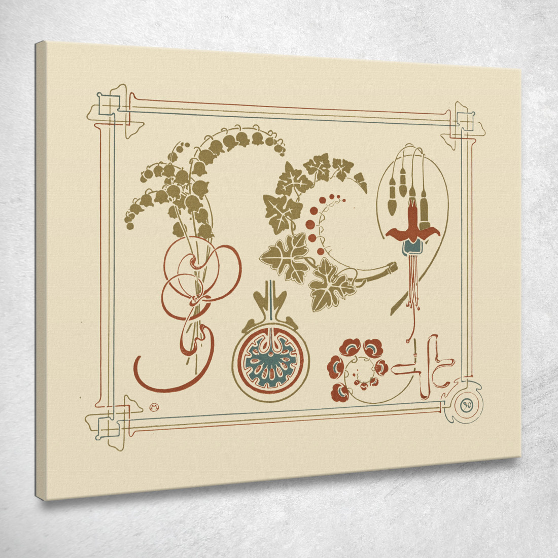 Disegno Astratto Basato Su Fiori E Foglie Alphonse Mucha amu6 quadro stampato su tela