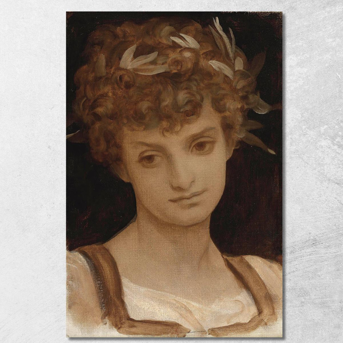 Studio Della Testa Di Una Ragazza Avvolta In Alloro Frederic Leighton flg55 quadro stampato su tela