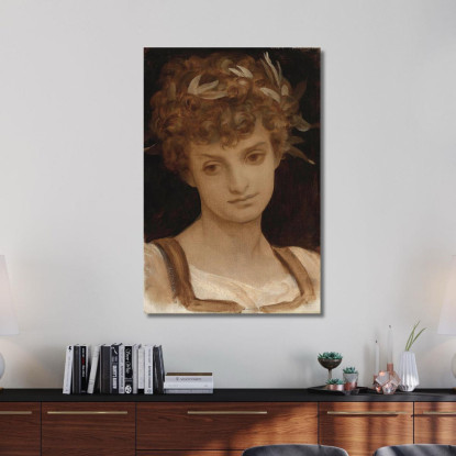 Studio Della Testa Di Una Ragazza Avvolta In Alloro Frederic Leighton flg55 quadro stampato su tela