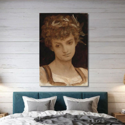 Studio Della Testa Di Una Ragazza Avvolta In Alloro Frederic Leighton flg55 quadro stampato su tela