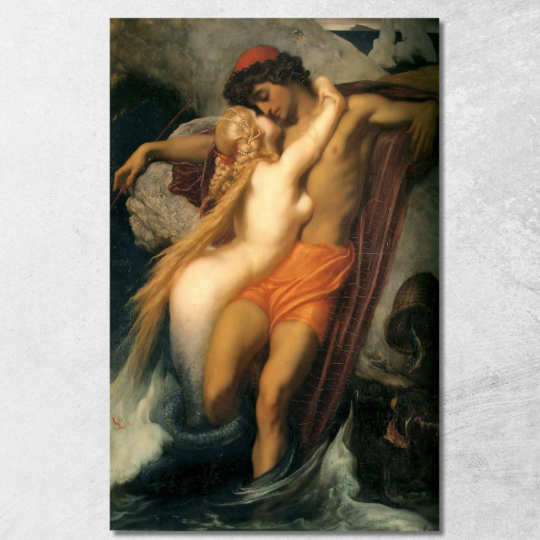 Il Pescatore E La Sirena Frederic Leighton flg58 quadro stampato su tela