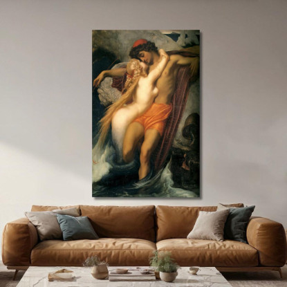 Il Pescatore E La Sirena Frederic Leighton flg58 quadro stampato su tela