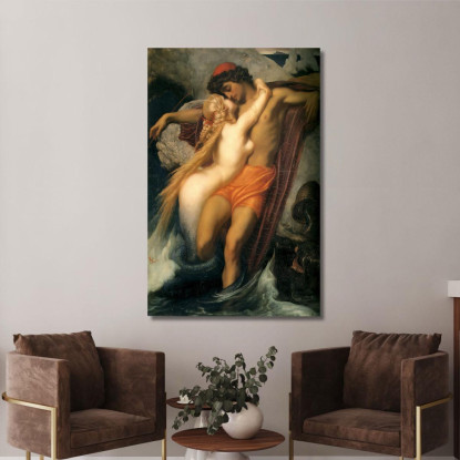 Il Pescatore E La Sirena Frederic Leighton flg58 quadro stampato su tela