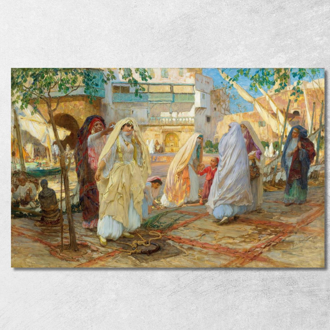 Dopo La Festa Del Porto Di Algeri  Frederick Arthur Bridgman fab12 quadro stampato su tela