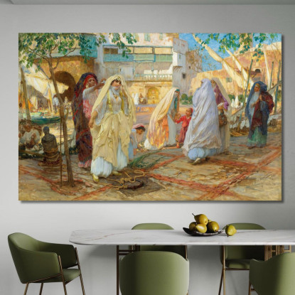 Dopo La Festa Del Porto Di Algeri  Frederick Arthur Bridgman fab12 quadro stampato su tela