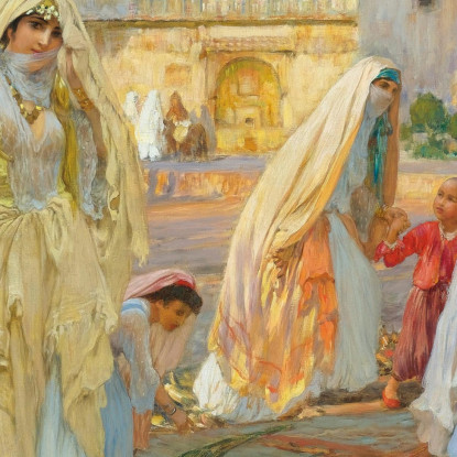 Dopo La Festa Del Porto Di Algeri  Frederick Arthur Bridgman fab12 quadro stampato su tela
