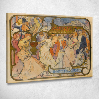 Amanti Alphonse Mucha amu14 quadro stampato su tela