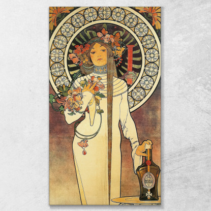 Illustrazione In Stile Liberty Alphonse Mucha amu15 quadro stampato su tela