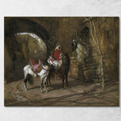 Cavaliere In Un Cortile Frederick Arthur Bridgman fab25 quadro stampato su tela