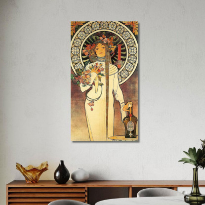 Illustrazione In Stile Liberty Alphonse Mucha amu15 quadro stampato su tela