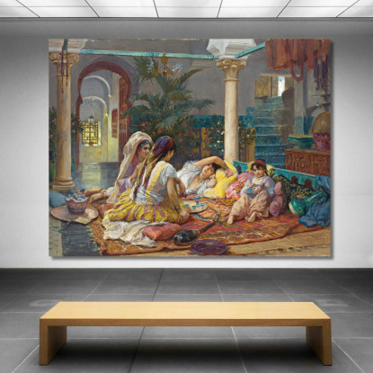 Nell'Harem Frederick Arthur Bridgman fab27 quadro stampato su tela