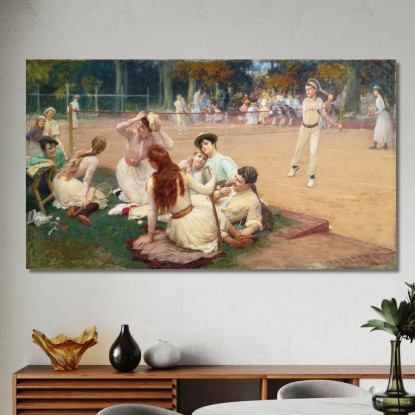 Circolo Di Tennis Su Prato Frederick Arthur Bridgman fab35 quadro stampato su tela