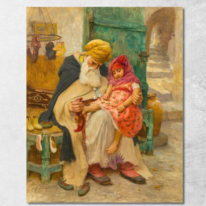 Pantofole Frederick Arthur Bridgman fab36 quadro stampato su tela