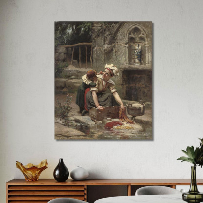 Il Piccolo Aiutante Della Mamma Frederick Arthur Bridgman fab38 quadro stampato su tela