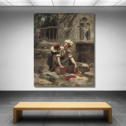 Il Piccolo Aiutante Della Mamma Frederick Arthur Bridgman fab38 quadro stampato su tela