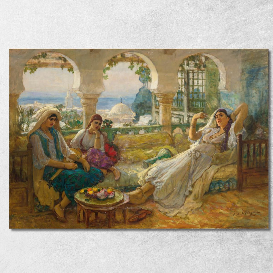Sulla Terrazza Frederick Arthur Bridgman fab41 quadro stampato su tela