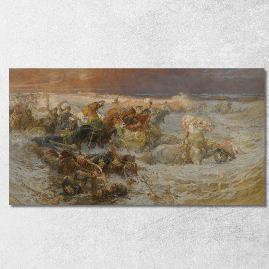 Il Faraone E Il Suo Esercito Inghiottiti Dal Mar Rosso Frederick Arthur Bridgman fab42 quadro stampato su tela