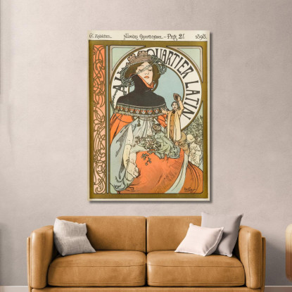 Nel Quartiere Latino 2 Alphonse Mucha amu17 quadro stampato su tela