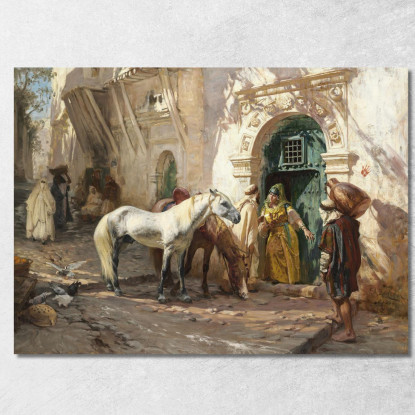 Scena Ripresa In Marocco Frederick Arthur Bridgman fab49 quadro stampato su tela