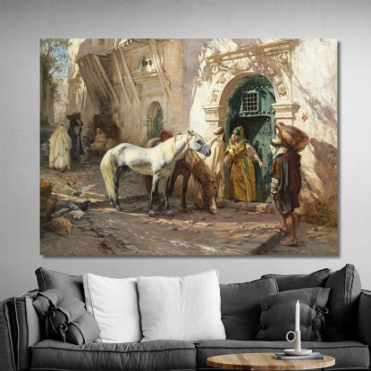 Scena Ripresa In Marocco Frederick Arthur Bridgman fab49 quadro stampato su tela