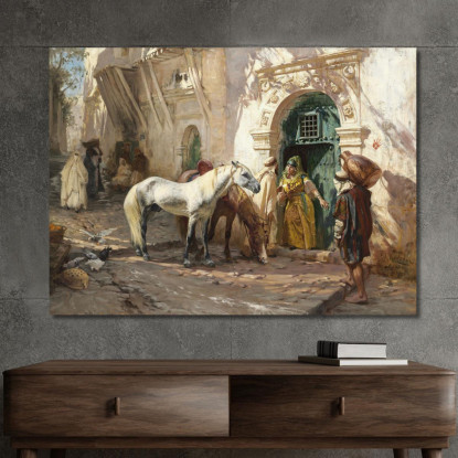 Scena Ripresa In Marocco Frederick Arthur Bridgman fab49 quadro stampato su tela