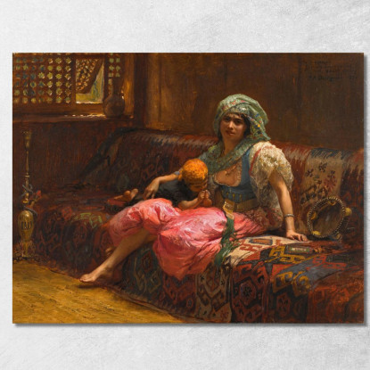 Momenti Teneri Frederick Arthur Bridgman fab52 quadro stampato su tela