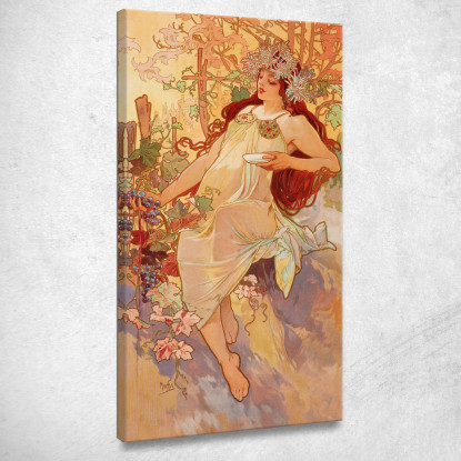 Autunno Quattro Stagioni Alphonse Mucha amu19 quadro stampato su tela