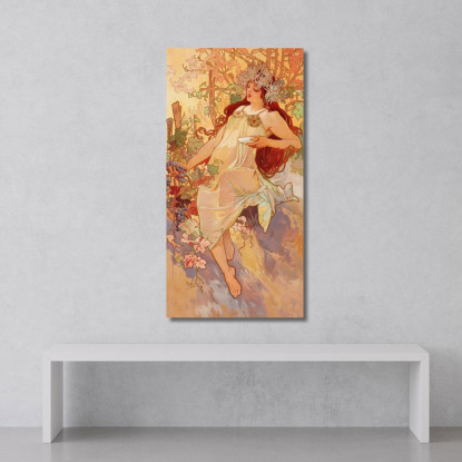 Autunno Quattro Stagioni Alphonse Mucha amu19 quadro stampato su tela