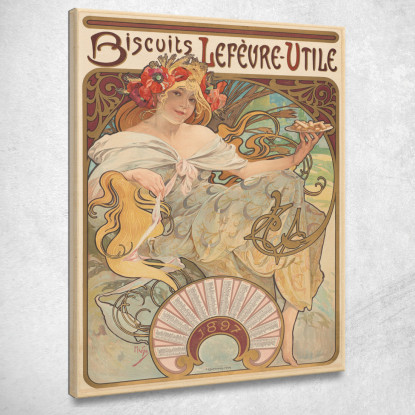 Biscotti Lefèvre-Utile Alphonse Mucha amu20 quadro stampato su tela