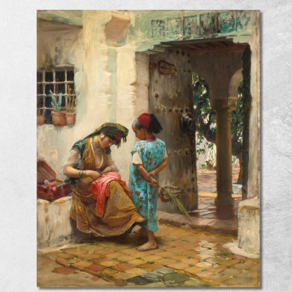 La Lezione Di Cucito Frederick Arthur Bridgman fab63 quadro stampato su tela