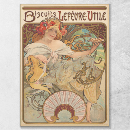 Biscotti Lefèvre-Utile Alphonse Mucha amu20 quadro stampato su tela