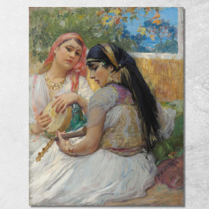 Due Giovani Algerini Frederick Arthur Bridgman fab69 quadro stampato su tela