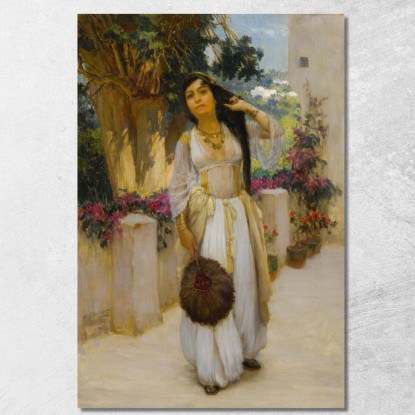 Donna Di Algeri Su Una Veranda Frederick Arthur Bridgman fab73 quadro stampato su tela