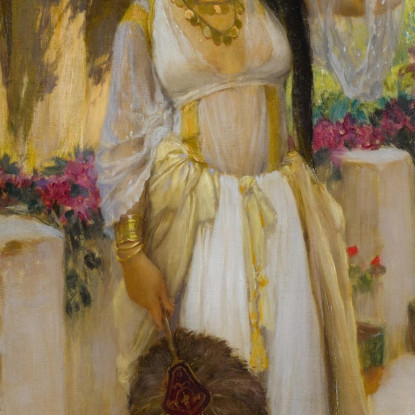 Donna Di Algeri Su Una Veranda Frederick Arthur Bridgman fab73 quadro stampato su tela