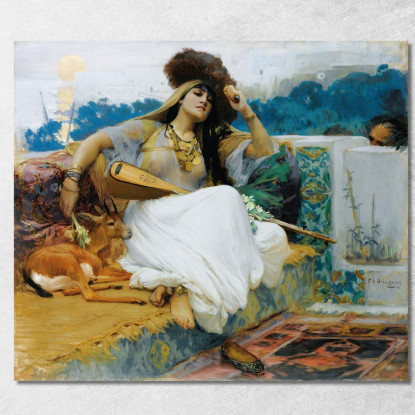 Giovane Donna Su Una Terrazza Frederick Arthur Bridgman fab77 quadro stampato su tela